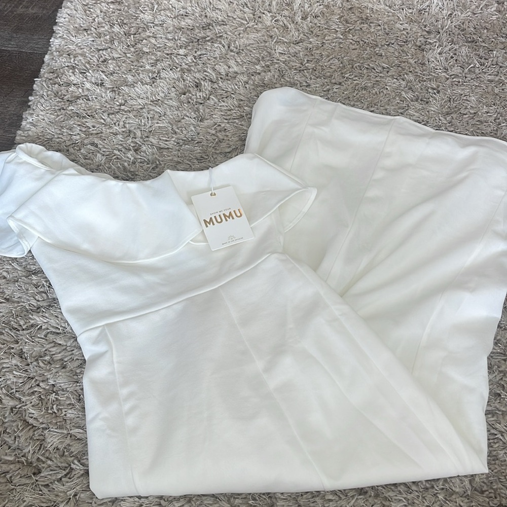 Show Me Your Mumu Florentine Midi Dress ~ White Stretch NWT - Picture 2 of 3